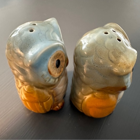Owl Salt and Pepper Shakers Hand Painted Ceramic Rustic Fall Autumn Decor Colors - Picture 3 of 8